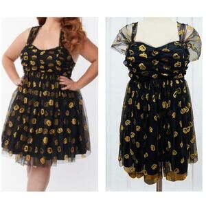 Unique Vintage‎ 2X/18 Halloween Sparkle Pumpkin Tulle Costume Cocktail Dress